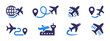 Plane icon collection. Airplane, airport, aircraft icon set.
