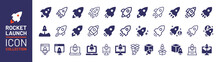Rocket Launch Icon Collection. Startup Symbol Vector Illustration.