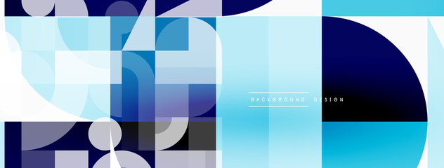 Fototapete - Minimal geometric abstract background. Circle square and triangle design. Trendy techno business template for wallpaper, banner, background or landing
