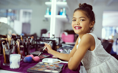 i didnt choose the pageant life, pageant life chose me. portrait of a cute little girl playing with 