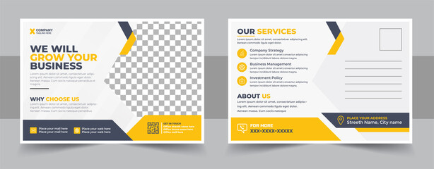 Wall Mural - creative postcard design template. yellow corporate postcard or eddm postcard design template