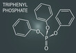 © Alexander - Triphenyl phosphate molecule. Used as flame retardant and plasticizer. Skeletal formula.