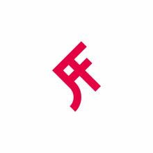 Letter F Fish Shape Simple Geometric Line Logo Vector