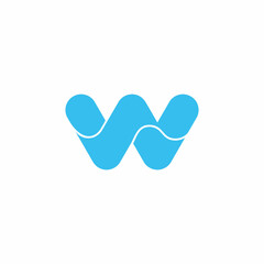 Poster - letter w simple curves geometric wavy water symbol vector