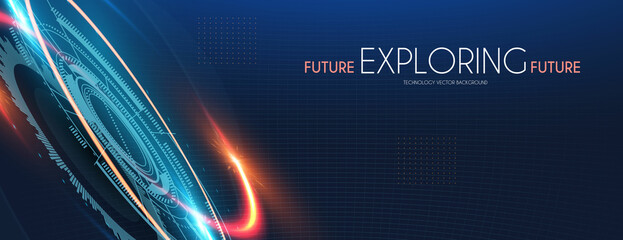 Sci fi futuristic abstract background with system techno screen elements and light effects. Exploring space.