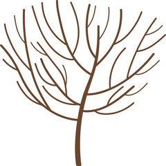 Tree with Bare Crown Colored Illustration