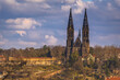 View of Vysehrad Castle and Basilica of St. Peter and Paul in Prague, from Peacock Hill