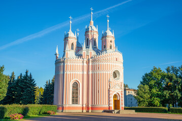 The Church of the Nativity of St. John the Baptist (Chesmenskaya), September day. Saint Petersburg, Russia