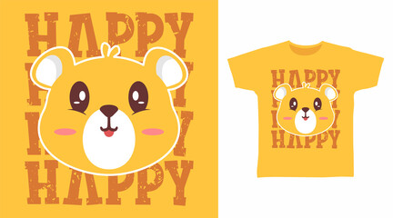 Wall Mural - Happy bear cartoon tshirt concept design