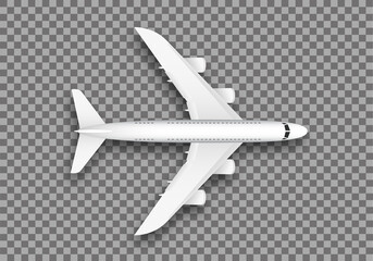 Realistic Airplane isolated on transparent background, vector illustration