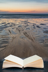 Wall Mural - absolutely beautiful landscape images of holywell bay beach in cornwall uk during golden hojur sunse