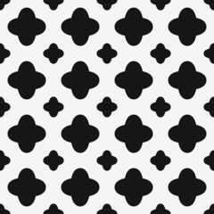 Poster - The shape has four ends, black identical rounded patterns.