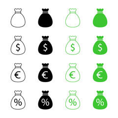 Wall Mural - Money bag vector icon set