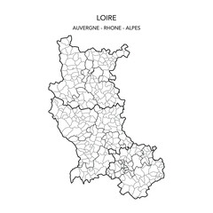 Wall Mural - Vector Map of the Geopolitical Subdivisions of the French Department of Loire Including Arrondissements, Cantons and Municipalities as of 2022 - Auvergne Rhône Alpes - France