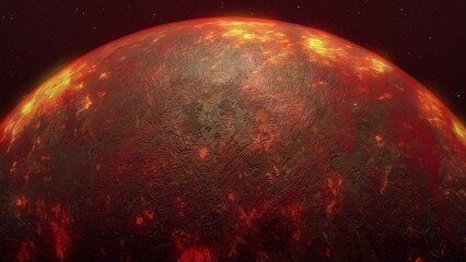Wall Mural - Realistic volcano planet sunrise animation.