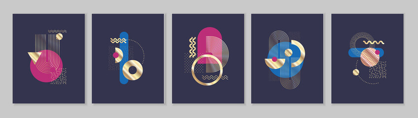 Abstract Bauhaus or Memphis geometric shapes and composition. Retro elements, geometric pattern for banner, poster, leaflet. Design background vector geometric