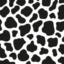 Black Polka Dot Background Of Milk Cow Leather.