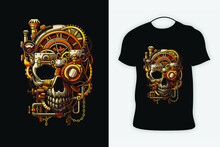 Skull Vector Emblem T-shirt Design