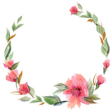 Pink Floral Wreath With Delicate Fragrant Rose Flowers
