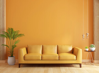 Wall Mural - Sofa in living room for mockup, 3D rendering