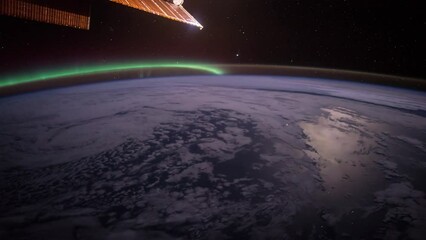 Wall Mural - flight over the earth's surface, made from a space station. 3d rendering