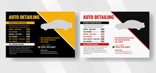 Modern Eddm Postcard For Car Wash, Car Detailing And Car Rental, Car Service, And Price List Postcard, Automobile Car Service Price List Postcard