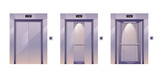 Fototapeta  - Opening and closing elevators doors. Design graphic element illustration set