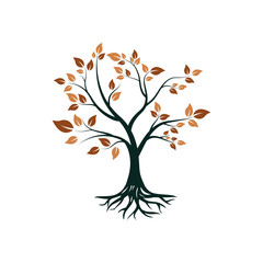 Wall Mural - Tree and roots logo design vector