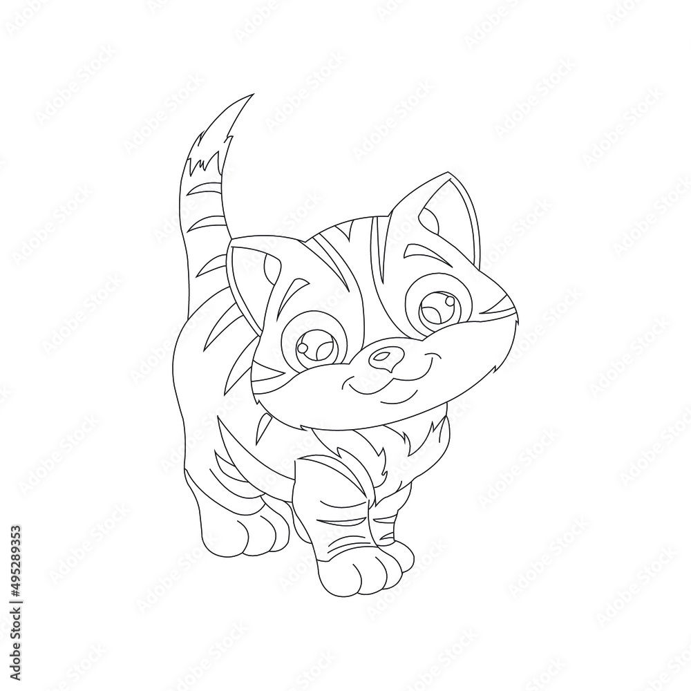 Coloring Page Outline of Cute Cat for kids Animal Coloring Page Cartoon ...