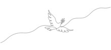 One Continuous Line Drawing Of Dove With Olive Branch. Bird Symbol Of Peace And Freedom In Simple Linear Style. Concept For National Labor Movement Icon. Editable Stroke. Doodle Vector Illustration