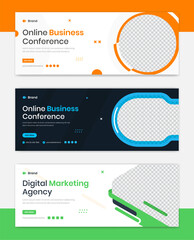 Wall Mural - Corporate banner design template set, business banner layout editable vector