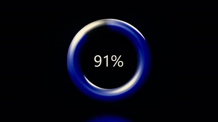 Aufkleber - Loading with error on black background. Motion. Loading ring with inscription error. Glowing ring with percentages of loading or charging gives error
