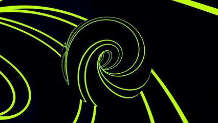 Poster - An abstract sphere with glowing lines creating effect of the optical illusion, seamless loop. Design. Ball moving on a black background with bending stripes.