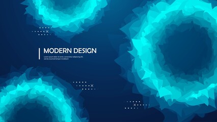 Poster - Neon background. Banner design of chaotic circles, dots, blue holes. Spiral space portal, tunnel. Poster texture for technology, website landing pages, medicine, social networks. Vector