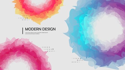 Poster - Gradient backgrounds. Banner design of colored chaotic circles, dots. Spiral space portal, tunnel. Poster texture for technology, website landing pages, medicine, social networks. Vector