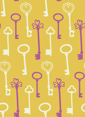 Wall Mural - Vector seamless fairytale keys illustration. Can be used for baby t-shirt print, fashion print design, kids wear, baby shower, celebration, greeting and invitation.