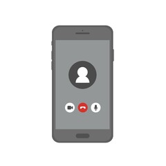 Poster - Video phone call on the screen. Video cal icons set. Vector