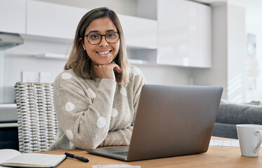 Poster - Working from home has been good to me. Cropped shot of a woman using her laptop while working from home.