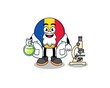 Mascot of romania flag as a scientist