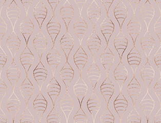 Wall Mural - Geometric seamless pattern background design with rose gold decorative stripes.