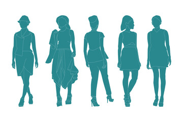 Vector illustration of elegant women bundle