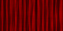 Seamless Red Theater Curtains Background. Luxurious Silky Velvet Tileable Drapes Texture. Repeat Pattern For Performance Or Promotion Backdrop. A High Resolution 3D Rendering.