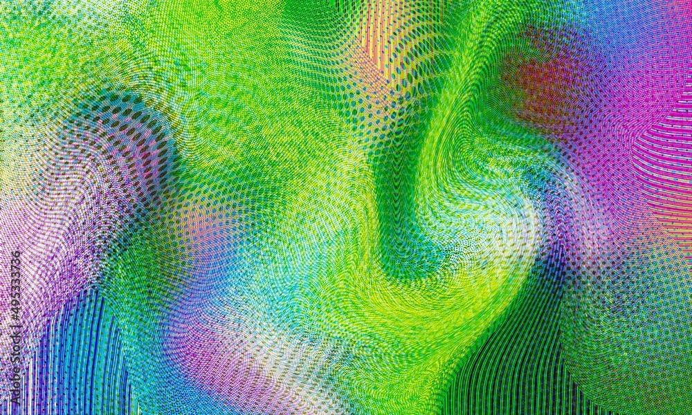 3D abstract rendered with screen and lo fi holographic patterns for ...