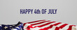 © RocknRoller Studios - Premium Banner for Independence Day with American Flag and White Background.