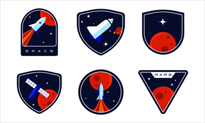 Wall Mural - set of space badges, patches, emblems, badges and labels. galaxy exploration and astronaut mission v