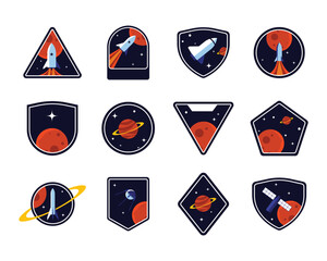 Wall Mural - set of space badges, patches, emblems, badges and labels. galaxy exploration and astronaut mission v