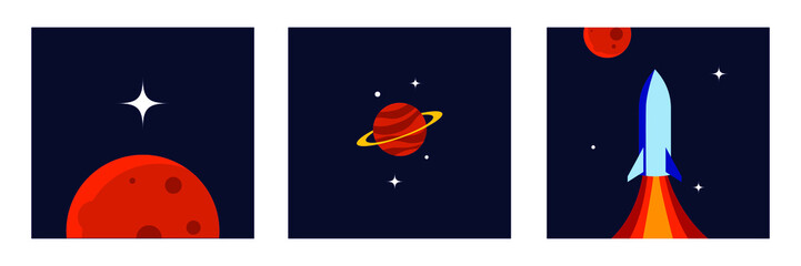 Wall Mural - set of space badges, patches, emblems, badges and labels. galaxy exploration and astronaut mission v