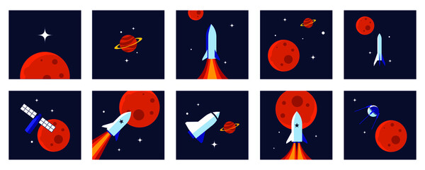 Wall Mural - set of space badges, patches, emblems, badges and labels. galaxy exploration and astronaut mission v
