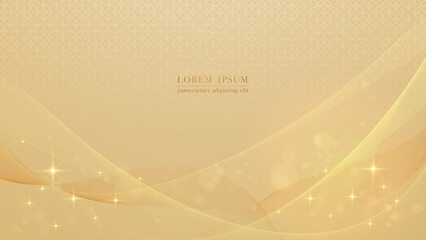 Wall Mural - abstract golden flowing wave lines with overlapping circles pattern background. vector illustration