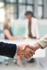 Poster - Creating lasting business relationships. Shot of businesspeople shaking hands in an office.